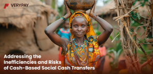 african woman carrying a bucket of water cover image titled: Addressing Inefficiences and Risks of Cash Based Social Transfers